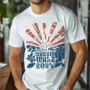 Camiseta Groovy Harris e Walz 2024 American Flag