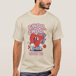 Camiseta Groovy Heart Choo Escolhe você namorados