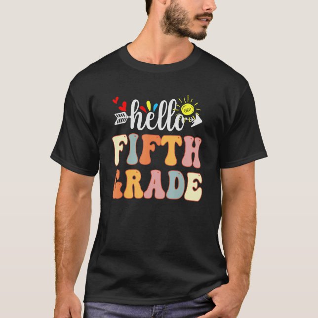 Camiseta Groovy Hello 5th Grade  Back To School Teacher Kid (Frente)