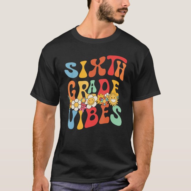 Camiseta Groovy Hello 6 Grau Vibes Retro Professor De Volta (Frente)
