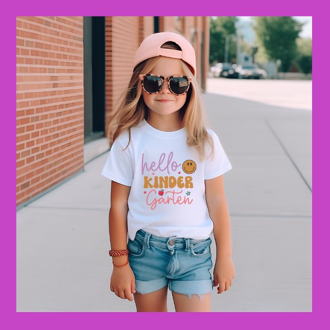 Camiseta Groovy Hello Jardim de Infância Primeiro Dia da Es (Criador carregado)