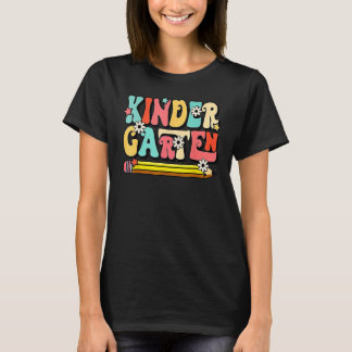Camiseta Groovy Hello Jardim de Infância Vibes Retro Profes