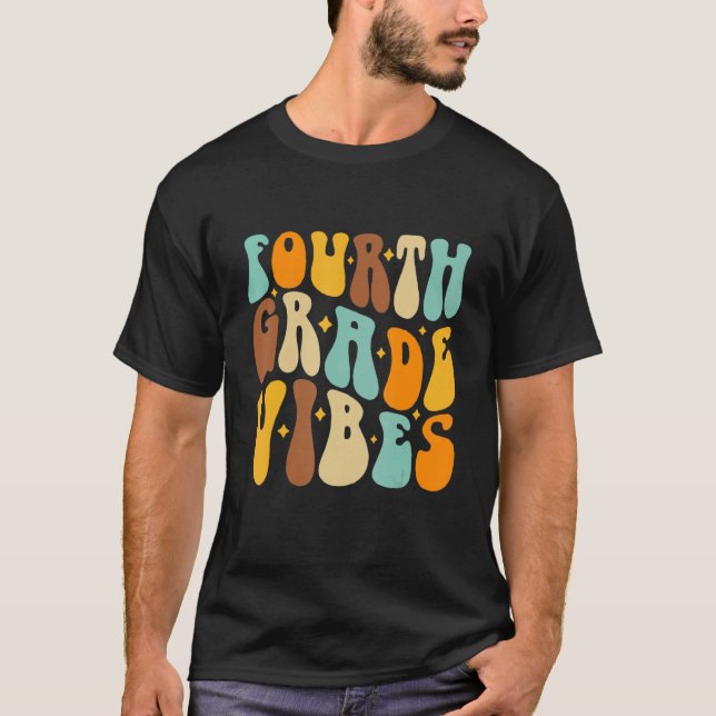 Camiseta Groovy Hello, Vibes do 4º ano, professor retro (Frente)