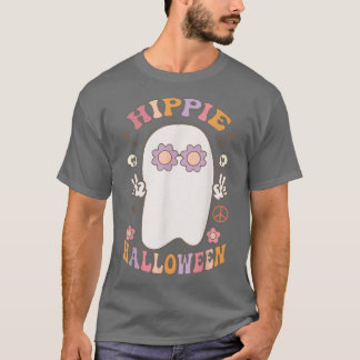 Camiseta Groovy Hippie Halloween Vibes Costume Retro Ghost