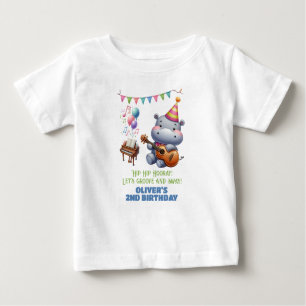 Camiseta "Groovy Hippo Birthday Bash Bonanza!" Convite