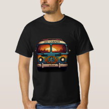 Groovy Hippy Van design Retro Paz e Amor