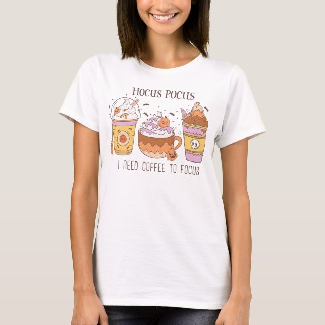 Camiseta Groovy Hocus pocus I Need Coffee to Focus Fall (Frente)