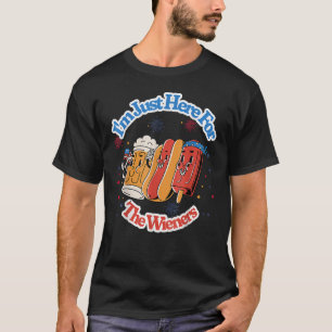 Camiseta Groovy Hot Dog Estou aqui para os Wieners 4º O