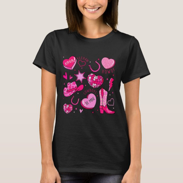 Camiseta Groovy Howdy Valentine Western Valentines Day Cowb (Frente)