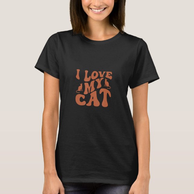 Camiseta Groovy I Love My Cat for men, mulheres crianças ga (Frente)