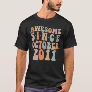 Camiseta Groovy Incrível Desde Outubro de 2011 11 Aniversár