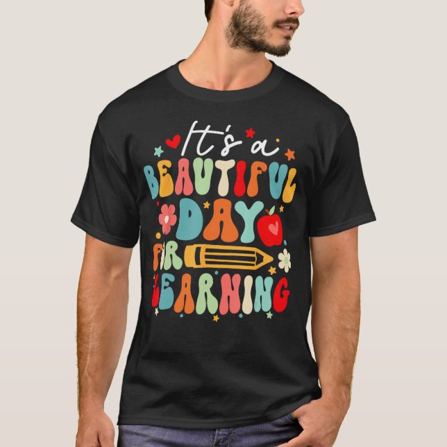 Camiseta Groovy Its a Beautiful Day For Learning Teacher St (Frente)