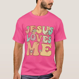 Camiseta Groovy Jesus Me Ama Vintage Retro Christian Mens