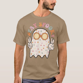 Camiseta Groovy Keep Spooky Vibes Retro Fantasma Floral Hip