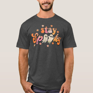 Camiseta Groovy Keep Spooky Vibes Retro Fantasma Floral Hip