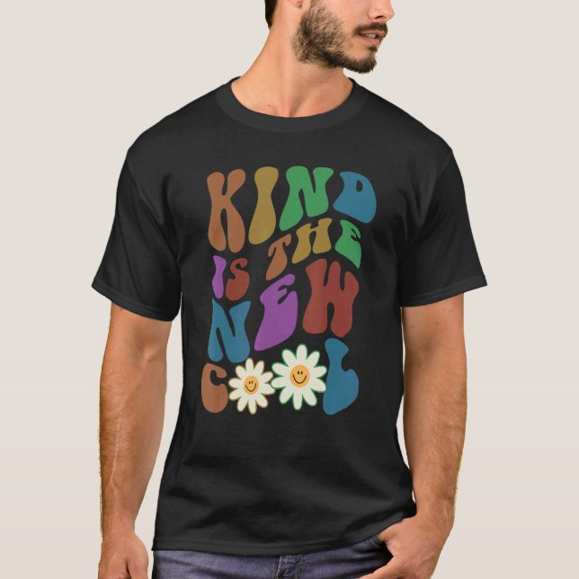 Camiseta Groovy KIND IS THE NEW COOL Retro Anti Bullying Ch (Frente)