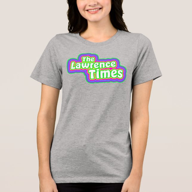 Camiseta Groovy Lawrence Times - cinza feminina (Frente)
