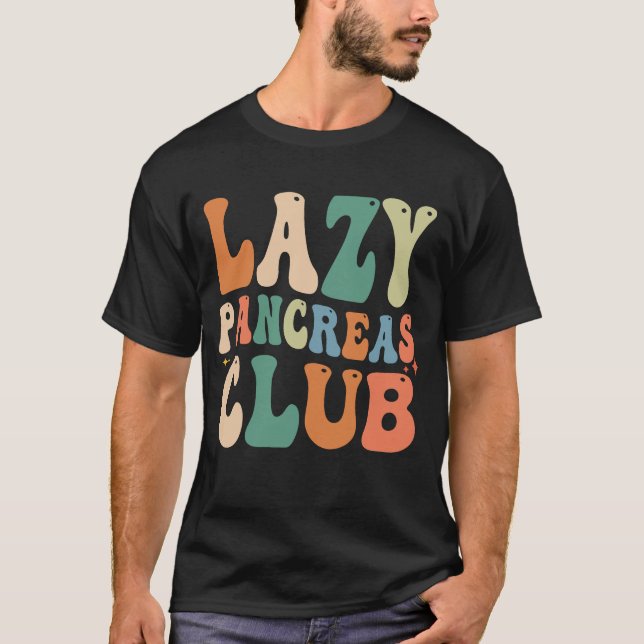 Camiseta Groovy Lazy Pancreas Club Diabetes Sensibilização  (Frente)