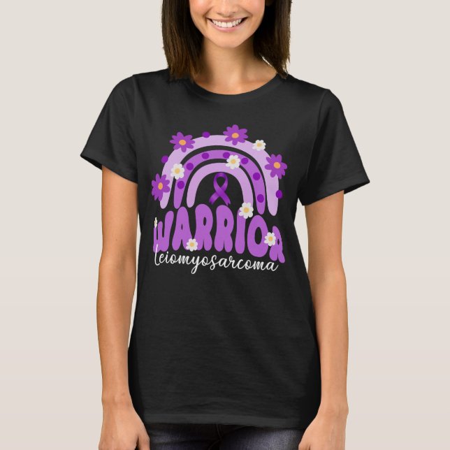 Camiseta groovy leiomiosarcoma LMS flor do arco-íris guerre (Frente)
