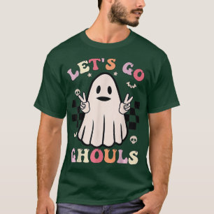 Camiseta Groovy Let's Go Ghouls Retro Floral Ghost Costume