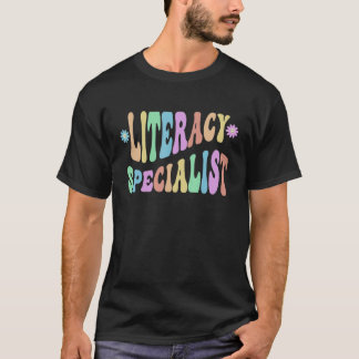 Camiseta Groovy Literacy Specialist Kinder School Teacher R