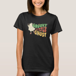 Camiseta Groovy Little Ghost com Flores Vintage no Hallowee