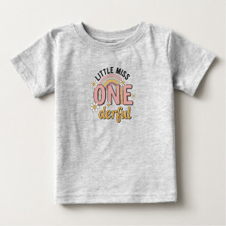Camiseta Groovy Little Miss ONE-derful 1º Aniversá