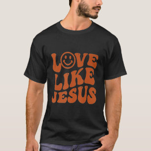 Camiseta Groovy Love Like Jesus Preppy Religion Christian G