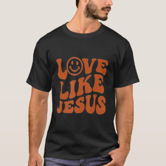 Camiseta Groovy Love Like Jesus Preppy Religion Christian G