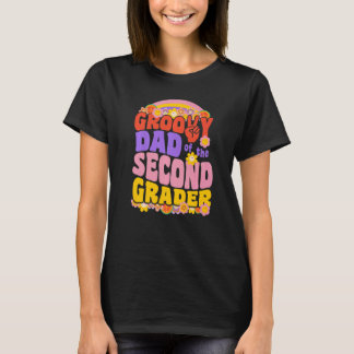 Camiseta Groovy Mãe do Segundo Grader Retro Wavy 70s Vin