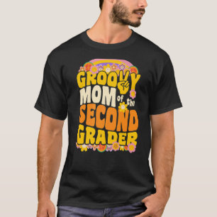 Camiseta Groovy Mãe do Segundo Grader Retro Wavy 70s Vin