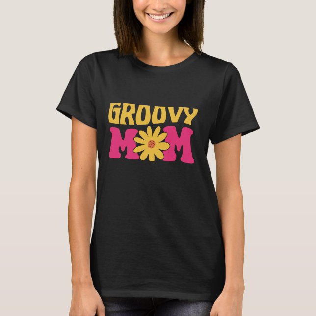 Camiseta Groovy Mãe, Flor Retro, Camisa-T (Frente)