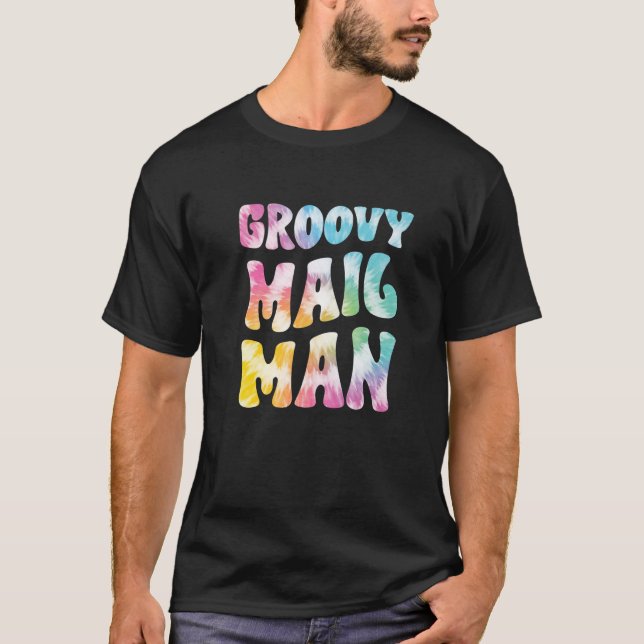 Camiseta Groovy Mailman Retro Tie Dye Engraçado Carrier (Frente)