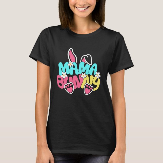 Camiseta Groovy Mama Bunny  Happy Easter Mother's Day 2023 (Frente)