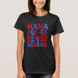 Camiseta Groovy Mama De Um Guerreiro Cardíaco Sensibilizaçã