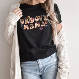 Camiseta Groovy Mama Floral Retro Shirt