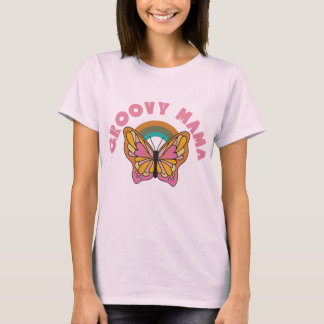 Camiseta Groovy mama retro borboleta design