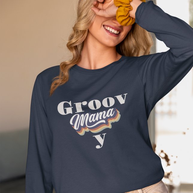 Camiseta Groovy mama retrô dia da mãe (Criador carregado)
