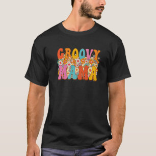 Camiseta Groovy Mama Retro Vintage Hippie Flowers Cute Mãe