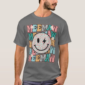 Camiseta Groovy Meemaw Leopardo Sorriso Face Avó Vida Marip