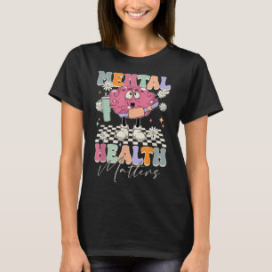 Camiseta Groovy Mental Health S Human Brain Illness Awarene