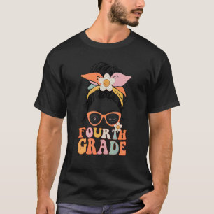 Camiseta Groovy Messy Bun No 4º Ano Boho Feliz Fluxo de Ros