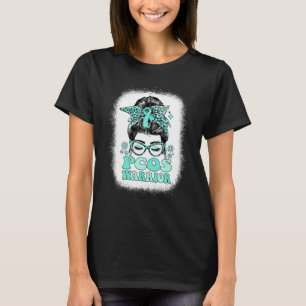 Camiseta Groovy Messy Bun Women Teal Ribbon