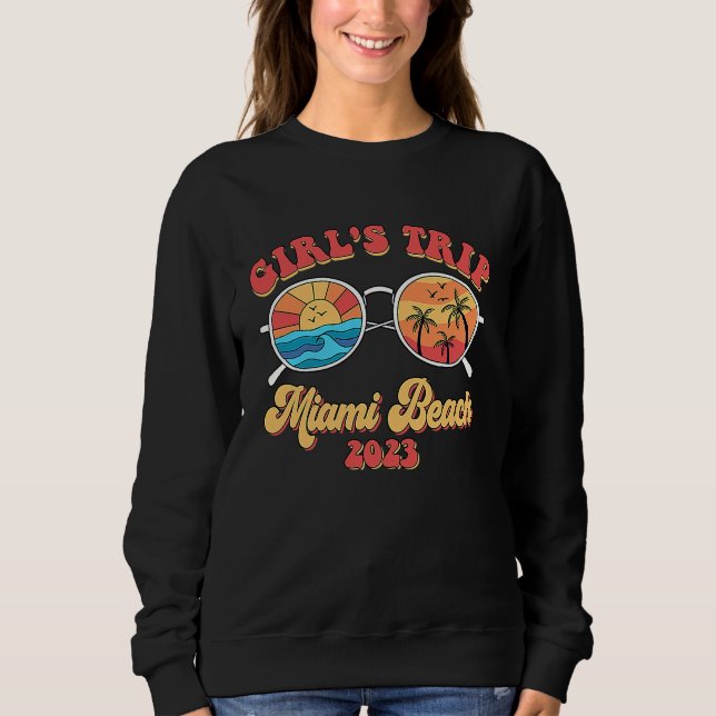 Camiseta Groovy Miami Beach 2023 Girls Trip Sunglasses Summ (Frente)
