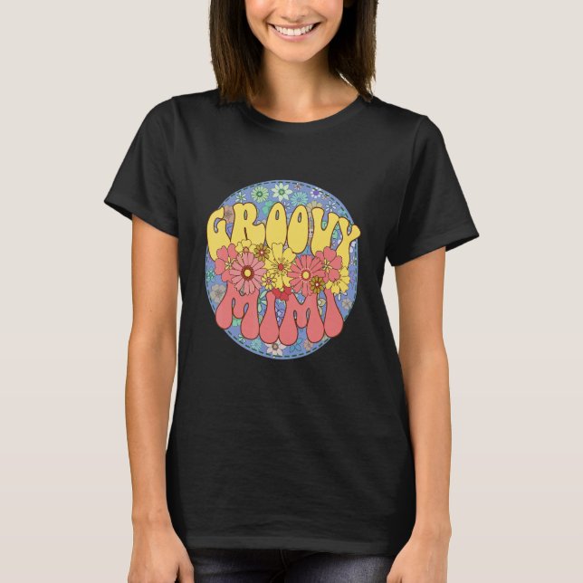 Camiseta Groovy Mimi Retro Matching Family Baby Shower Hipp (Frente)