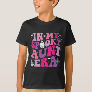 Camiseta Groovy Na Minha Tia Spooky Era Tia Halloween Hippi