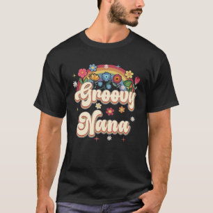 Camiseta Groovy Nana Retro Hippie Sinal de Paz Mães Florais