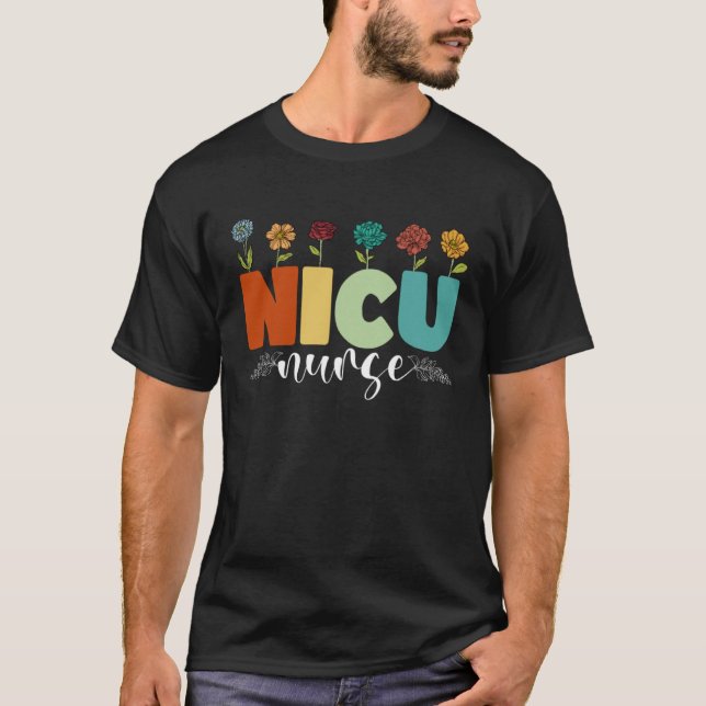 Camiseta Groovy NICU Nurse Flowers Appreciations Medical Wo (Frente)