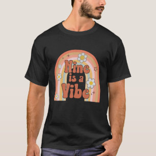 Camiseta Groovy Nine É Uma Vibe Rainbow Birthday Kids Boys 