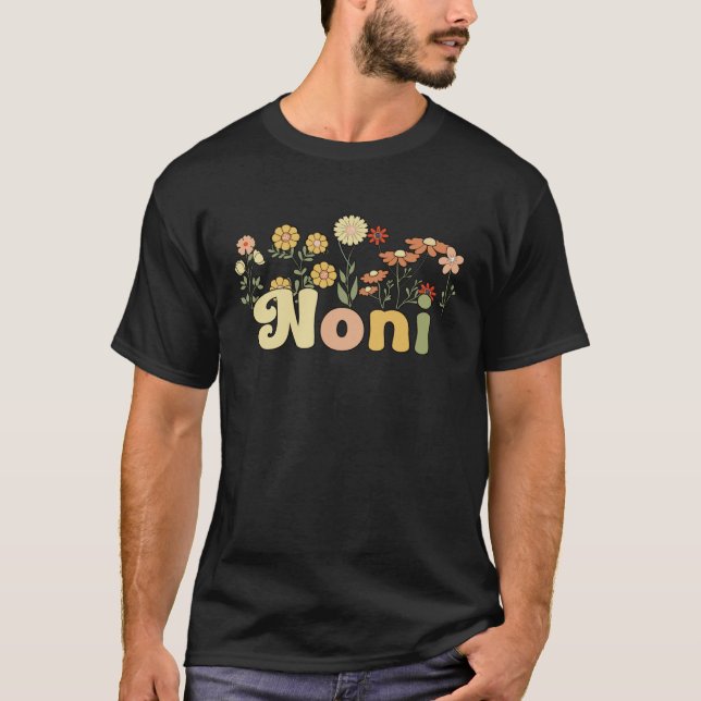 Camiseta Groovy Noni Grandmother Flowers Noni Grandma  1 (Frente)